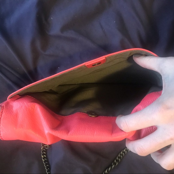 J. Crew: coral-colored leather envelope clutch - Picture 4 of 8